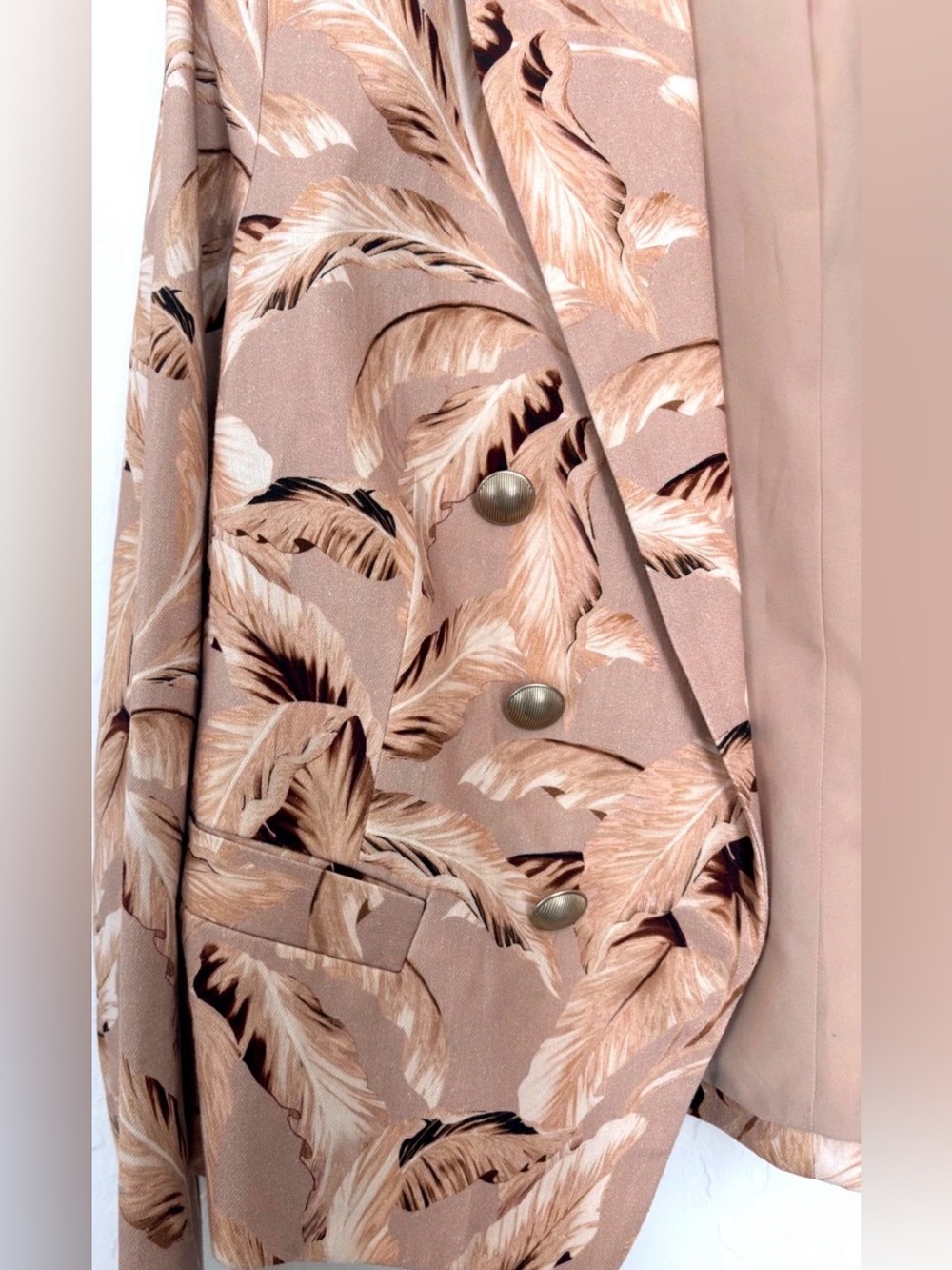 NWOT L’Agence Brooke Leaf Print Linen Blend Double Breasted Blazer Sz 6 - Picture 5 of 16